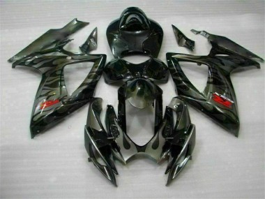 Black 06-07 GSXR 600/750 Motorcycle Fairing Kits & Plastic