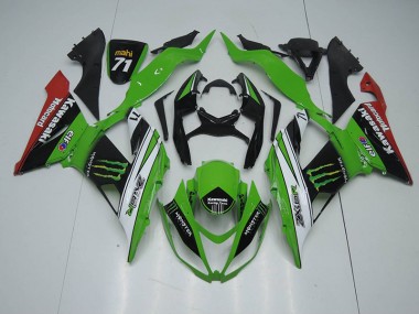 Black Green White Monster 13-18 ZX6R Motorcycle Fairings