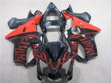 Black Red Flame 01-03 CBR600 F4i Motorcycle Fairings