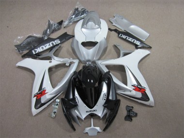 Black White 06-07 GSXR 600 Motorcycle Fairings