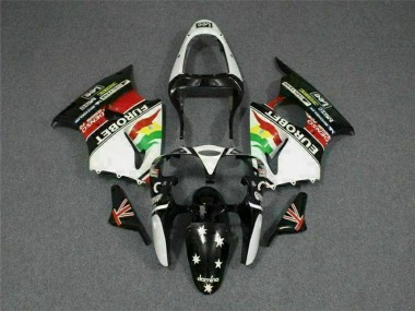 Black White Eurobet 00-02 ZX6R Motorcycle Fairings