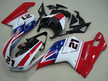 Black White Red 21 07-14 Ducati 848 1098 1198 Motorcycle Fairings