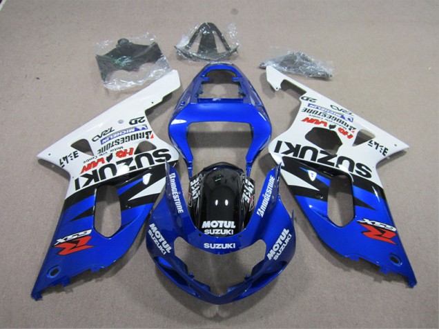 Blue White Motul 01-03 GSXR 600 Motorcycle Fairing