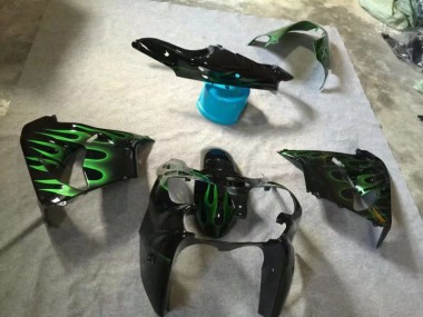 Glossy Black Green Flame 02-03 ZX9R Motorcycle Fairings