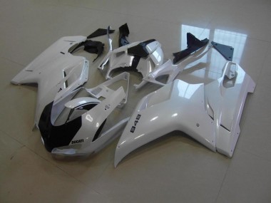 Pearl White Black Stripe 07-14 Ducati 848 1098 1198 Motorcycle Fairings