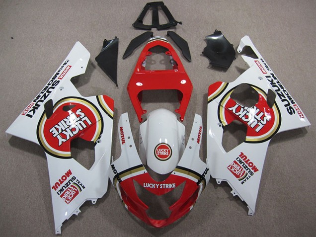 Red White Lucky Strike Motul 04-05 GSXR 600 Motorcycle Fairings