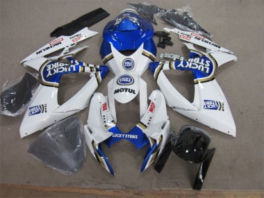 White Blue Lucky Strike Motul 06-07 GSXR 600 Motorcycle Fairings