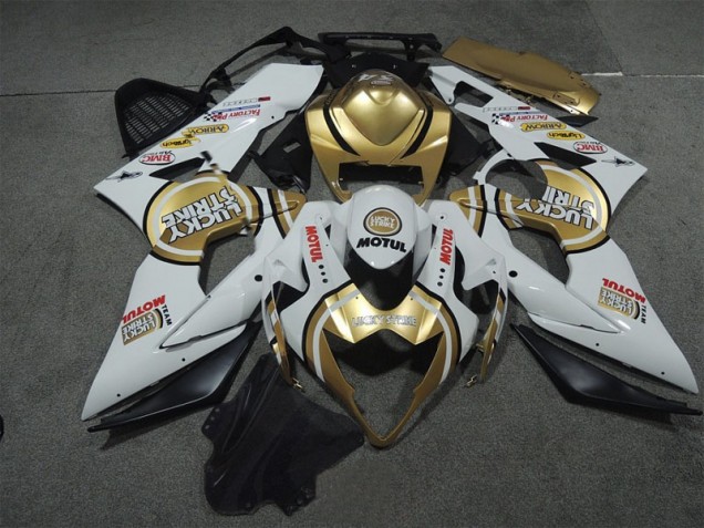 White Gold Lucky Strike Motul 05-06 GSXR 1000 Motorcycle Fairings