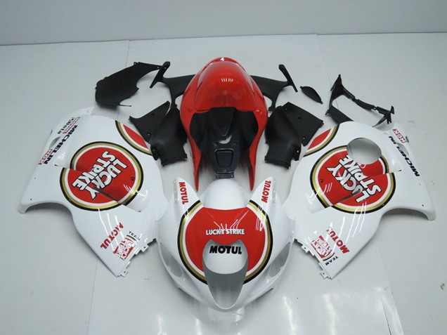 White Red Lucky Strike Motul 96-07 GSXR 1300 Hayabusa Motorcycle Fairings