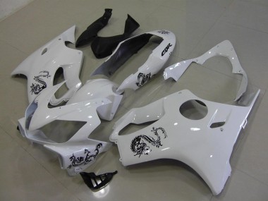 White with Black Dragon 04-07 CBR600 F4i Motorcycle Fairings